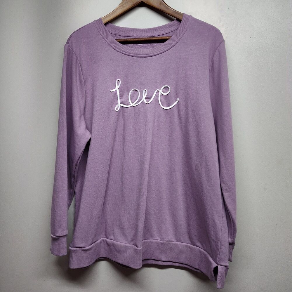 Lane Bryant Sweatshirt Women Size 14/16 Purple Love Spring Loungewear Casual